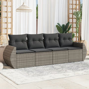 Loungeset 4-delig poly rattan grijs
