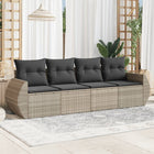 4-piece Lounge Set with Cushions Poly Rattan Light Grey