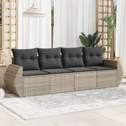 4-piece Lounge Set with Cushions Poly Rattan Light Grey