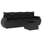 Loungeset 5-delig poly rattan zwart