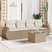 Loungeset 5-delig poly rattan beige