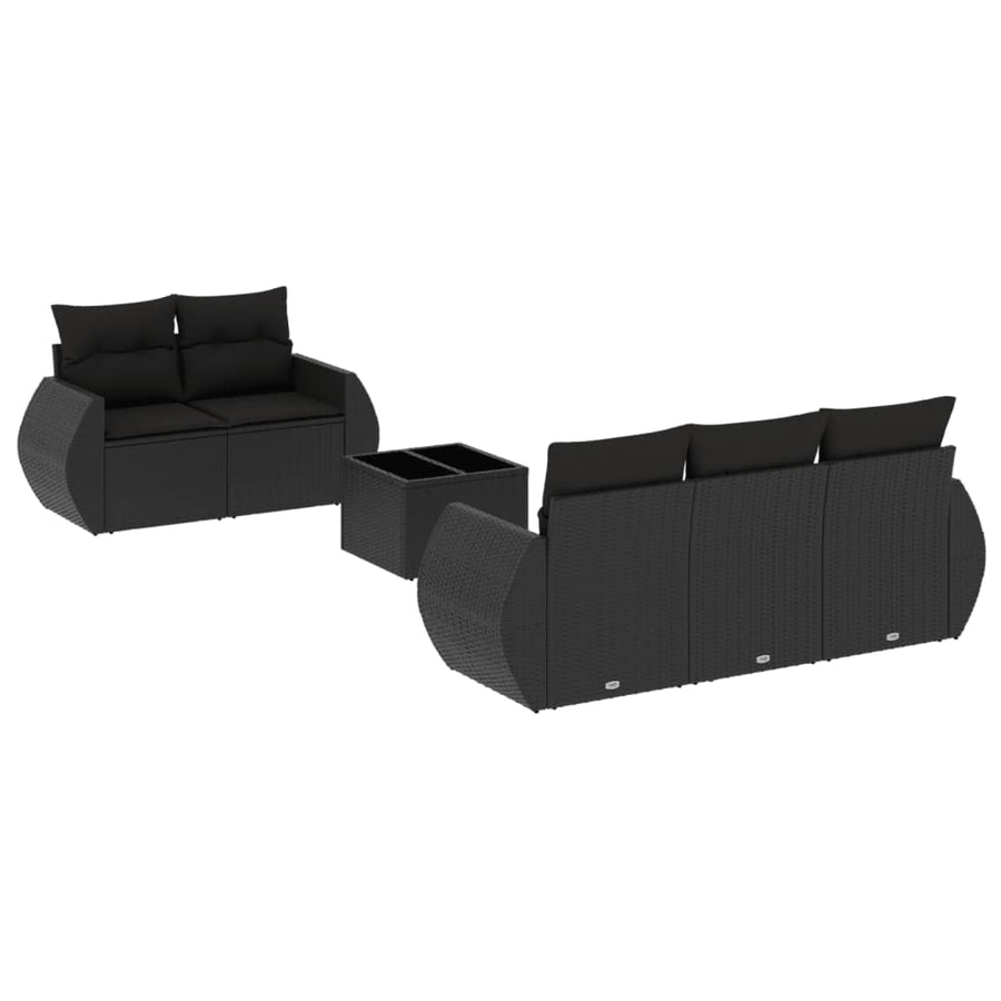 6-Delige Loungeset Met Kussens Poly Rattan Zwart