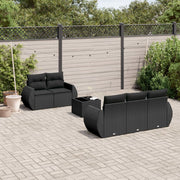 6-piece Lounge Set with cushions poly rattan black