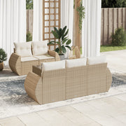 6-piece Lounge Set with cushions poly rattan beige