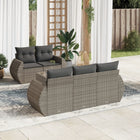 6-delige Loungeset met kussens poly rattan grijs Grijs