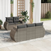 6-piece Lounge Set with Cushions Poly Rattan Grey