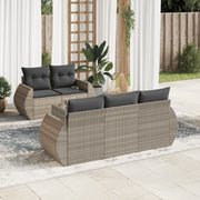 Loungeset 6-delig poly rattan lichtgrijs