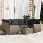 7-Delige Loungeset Met Kussens Poly Rattan Grijs