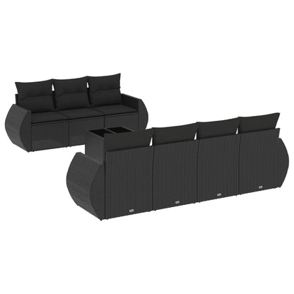 8-Delige Loungeset Met Kussens Poly Rattan Zwart