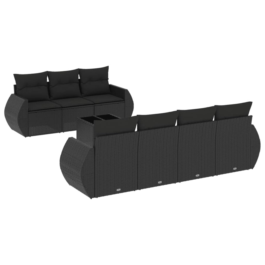 8-Delige Loungeset Met Kussens Poly Rattan Zwart