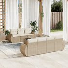 8-piece Lounge Set with Cushions Poly Rattan Beige