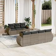 Loungeset 8-delig poly rattan grijs