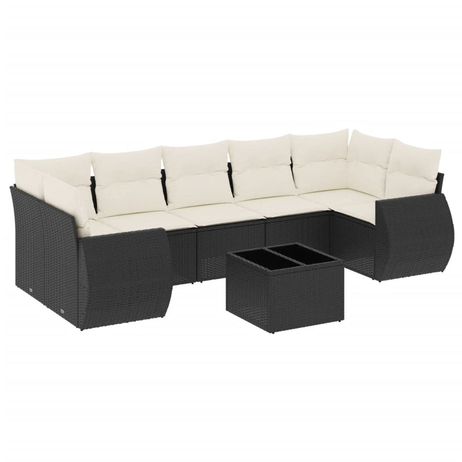 8-Delige Loungeset Met Kussens Poly Rattan Zwart