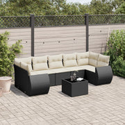 8-piece Lounge Set with Cushions Polyrattan Black