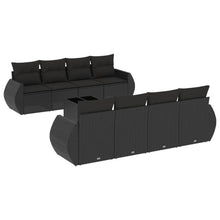 9-Delige Loungeset Met Kussens Poly Rattan Zwart