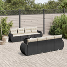 9-Delige Loungeset Met Kussens Poly Rattan Zwart