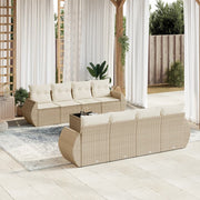Loungeset 9-delig poly rattan beige