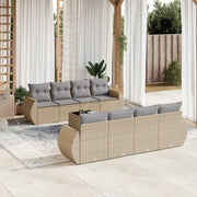 Loungeset 9-delig poly rattan beige