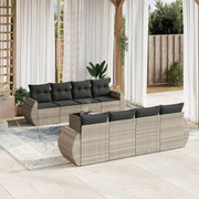 Loungeset 9-delig poly rattan lichtgrijs