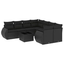 9-Delige Loungeset Met Kussens Poly Rattan Zwart