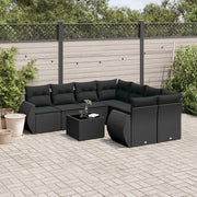 Loungeset 9-delig poly rattan zwart