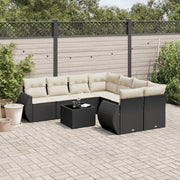 Loungeset 9-delig poly rattan zwart