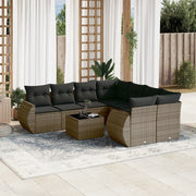 Loungeset 9-delig poly rattan grijs