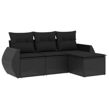 4-Delige Loungeset Met Kussens Poly Rattan Zwart
