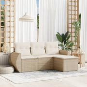 Loungeset 4-delig poly rattan beige