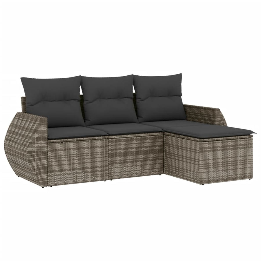 4-Delige Loungeset Met Kussens Poly Rattan Grijs