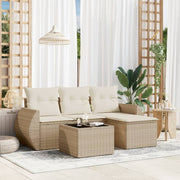 Loungeset poly rattan 5-delig beige