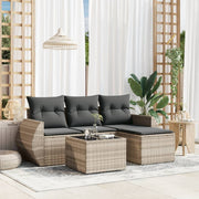 Loungeset 5-delig poly rattan lichtgrijs