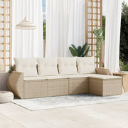 Loungeset 5-delig poly rattan beige