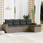 5-Delige Loungeset Met Kussens Poly Rattan Grijs