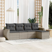Loungeset 5-delig poly rattan lichtgrijs