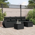 6-Delige Loungeset Met Kussens Poly Rattan Zwart