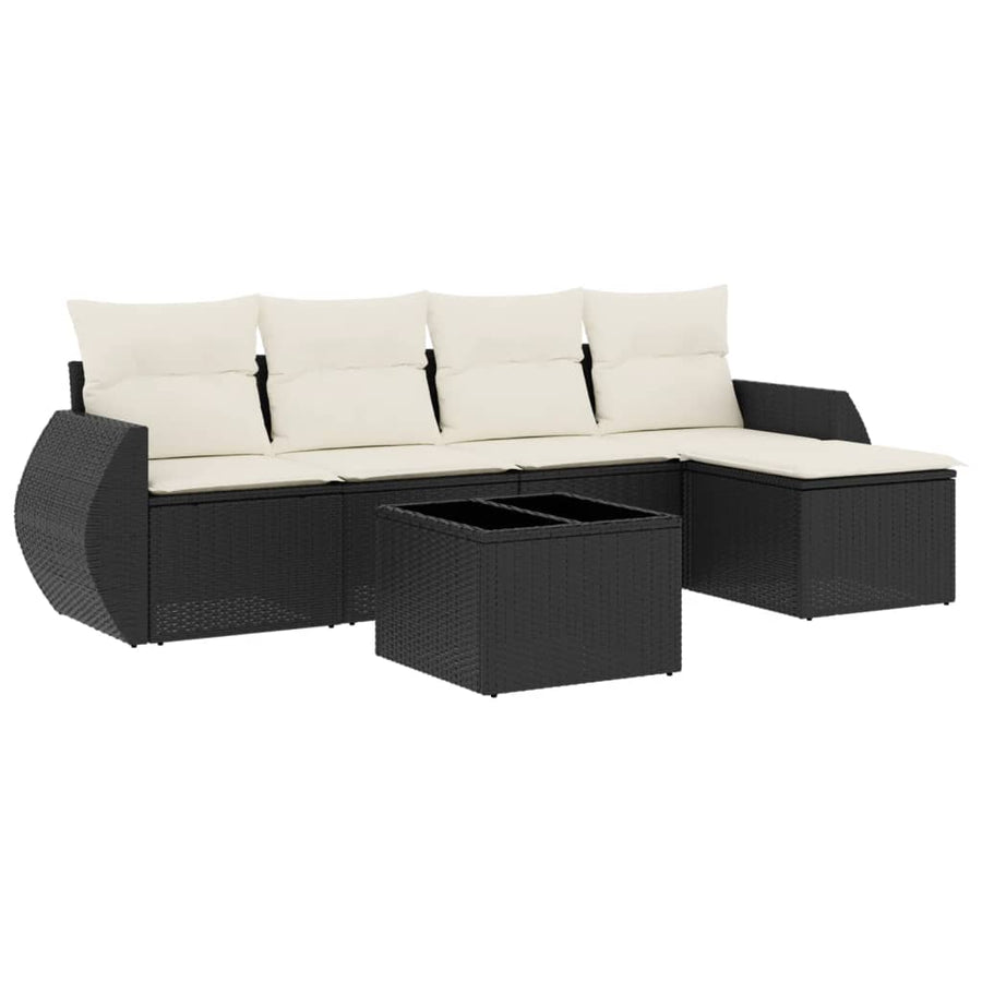 6-Delige Loungeset Met Kussens Poly Rattan Zwart