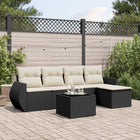 6-piece Lounge Set with cushions poly rattan black
