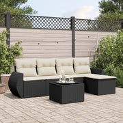 Loungeset 6-delig poly rattan zwart