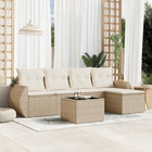 6-Delige Loungeset Met Kussens Poly Rattan Beige