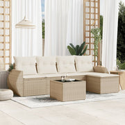 Loungeset 6-delig poly rattan beige
