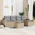 6-Delige Loungeset Met Kussens Poly Rattan Beige