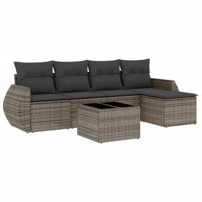 6-Delige Loungeset Met Kussens Poly Rattan Grijs
