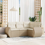 Loungeset poly rattan 4-delig beige