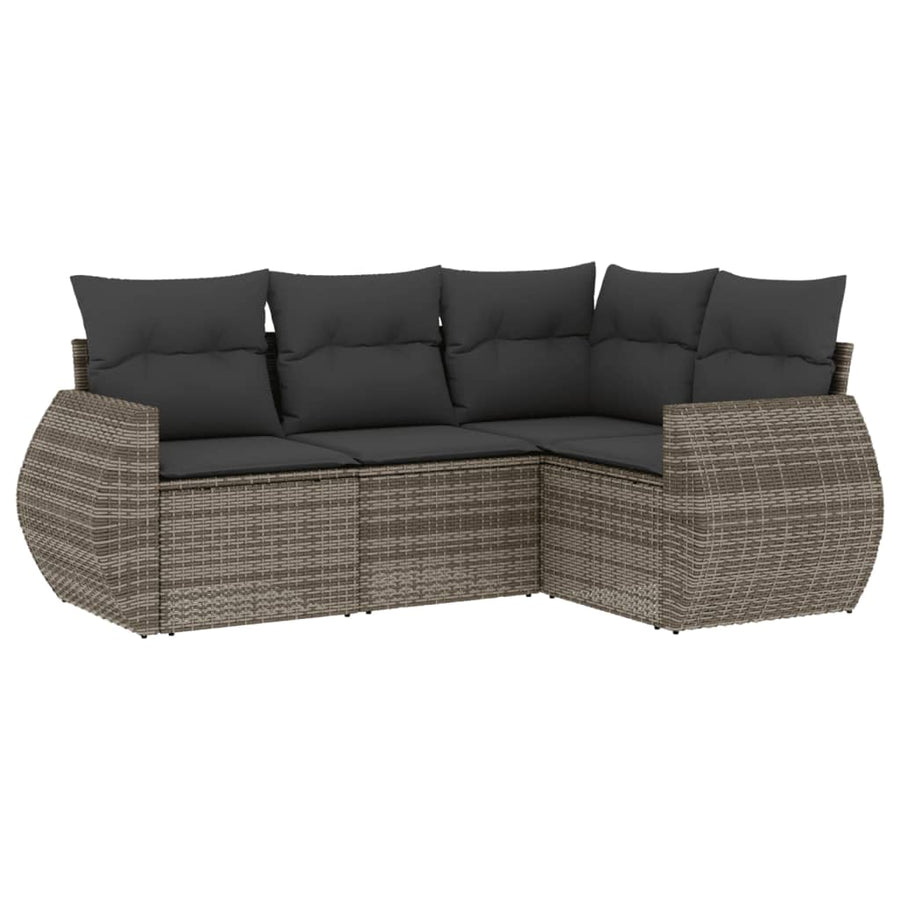 4-Delige Loungeset Met Kussens Poly Rattan Grijs