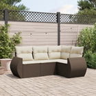 4-piece Loungeset with cushions poly rattan brown