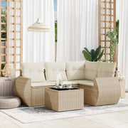 Loungeset 5-delig poly rattan beige