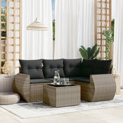 Loungeset 5-delig poly rattan grijs
