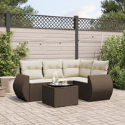 Loungeset 5-delig poly rattan bruin