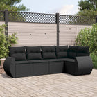 5-delige Loungeset met kussens poly rattan zwart 1 Zwart